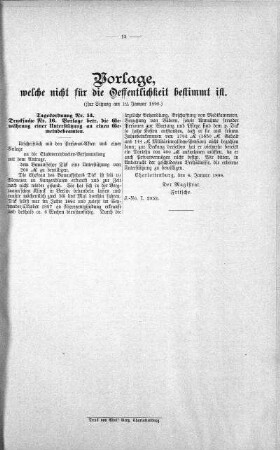 Vorlagen welche nicht für die Oeffentlichkeit bestimmt sind., 12. Januar 1898