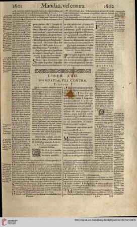 Liber XVII. Mandati, vel Contra