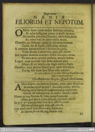Sequuntur Naeniae Filiorum Et Nepotum
