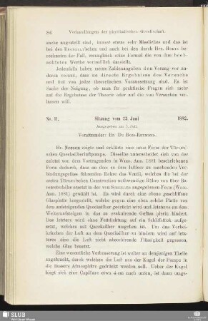 No. 11. Sitzung vom 23. Juni 1882