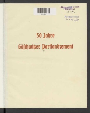 50 Jahre Göschwitzer Portlandzement