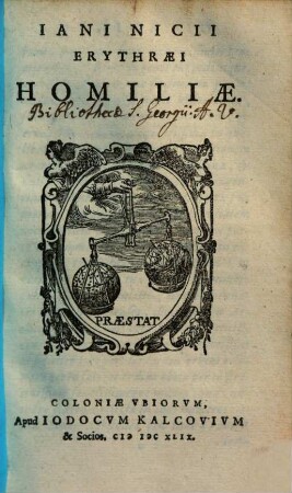 Iani Nicii Erythraei Homiliae