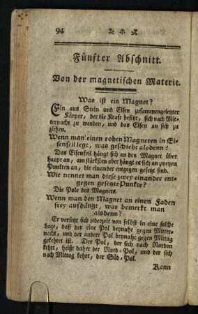 Fünfter Abschnitt: Von der magnetischen Materie