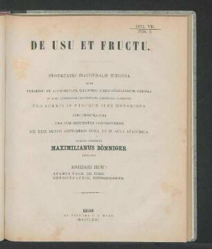 De Usu Et Fructu.