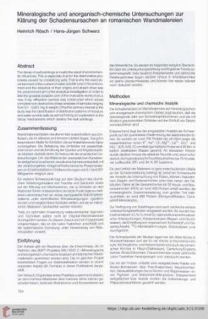 Mineralogische und anorganisch-chemische Untersuchungen zur Klärung der Schadensursachen an romanischen Wandmalereien