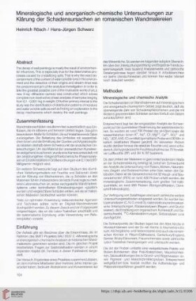 Mineralogische und anorganisch-chemische Untersuchungen zur Klärung der Schadensursachen an romanischen Wandmalereien