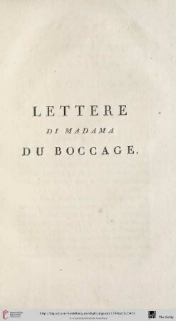 Lettere di Madama du Boccage