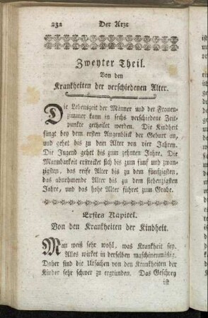 Zweyter Theil. Von den Krankheiten der verschiedenen Alter.