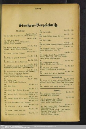 Häuserbuch : Straßen-Verzeichniß