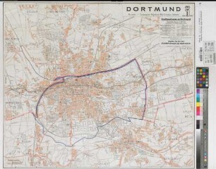 Dortmund, Stadtpläne von Dortmund und Groß-Dortmund mit Einzeichnung der Finanzamtsgrenzen
