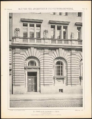 Friedrichs-Realgymnasium, Berlin: Ansicht Detail von der Hauptseite (aus: Blätter für Architektur und Kunsthandwerk, 20. Jg., 1907, Tafel 40)
