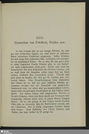 XXVI. Einmachen von Früchten, Pickles usw.