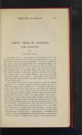 Thirty Years in Australia. Some Memories. VI.