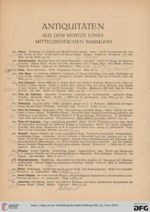 Antiquitäten aus dem Besitze eines Mitteldeutschen Sammlers (Nr. 697-877)