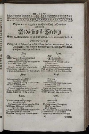 Gedächtniß-Predigt
