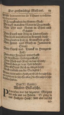 Das XI. Capitel/ Weiber-Geklatsche.