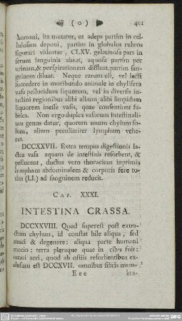 Cap. XXXI. Intestina Crassa
