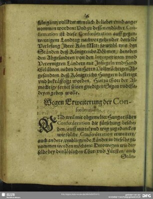 Wegen Erweiterung der Confoederation