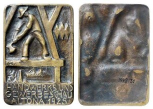 Altona: Einseitige Bronzeplakette auf die Handwerks- und Gewerbeschau 1925