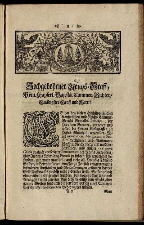 Hochgebohrner Reichs- Graff, ...