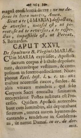 Caput XXVI. De sepultura B. Virginis Mariæ.