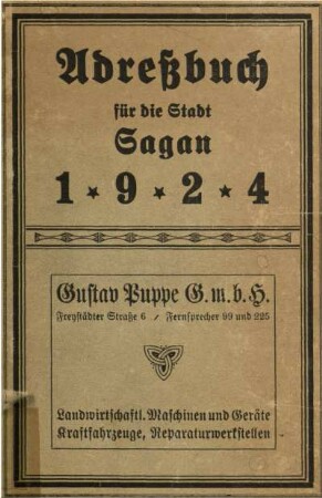 Adreßbuch für die Stadt Sagan : bearb. nach amtl. Angaben