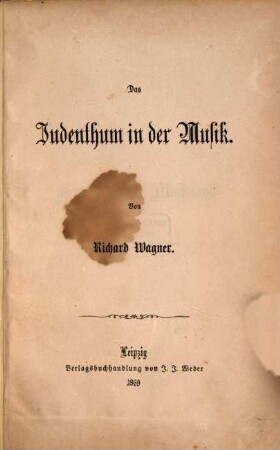 Das Judenthum in der Musik