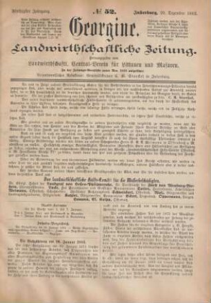 Fünfzigster Jahrgang. No. 52. Insterburg, 29. Dezember 1882.