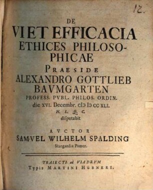 De vi et efficacia ethices philosophicae, disputatio