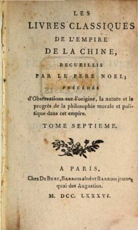 Les Livres Classiques De L'Empire De La Chine, 7