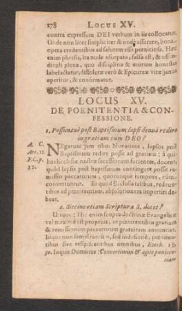 Locus XV. De Poenitentia & Confessione