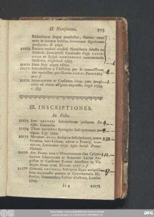 III. Inscriptiones.