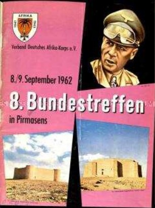 Festschrift zum 8. Bundestreffen des Verbandes Deutsches Afrika-Korps e. V. am 8. und 9. Sept. 1962 in Pirmasens