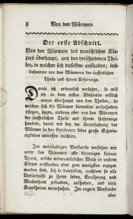 Der erste Abschnitt. Von den Würmern des menschlichen Körpers überhaupt, ...