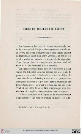 Ordre de réparer une barque
