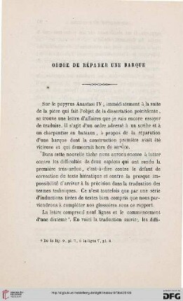 Ordre de réparer une barque