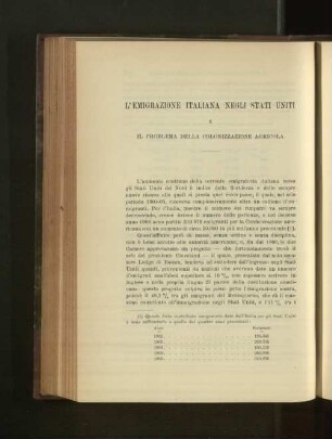 L'Emigrazione Italiana Negli Stati Uniti.