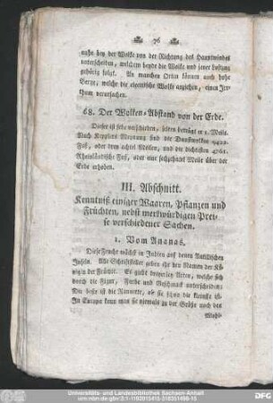 III. Abschnitt. Kenntniß einiger Waaren, Pflanzen und Früchten, nebst merkwürdigen Preise verschiedener Sachen.