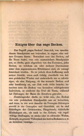 Einiges über das enge Becken