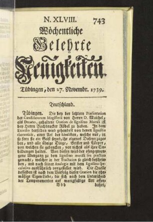 XLVIII. (27. Novembr. 1739)