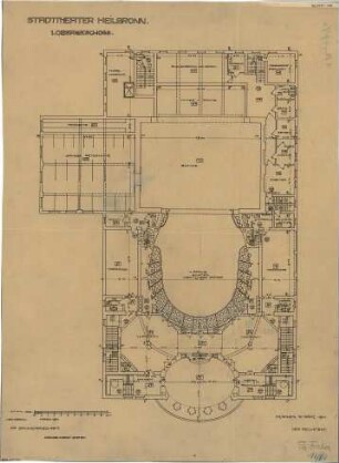 Fischer, Theodor; Heilbronn; Stadt-Theater - Grundriss 1. OG