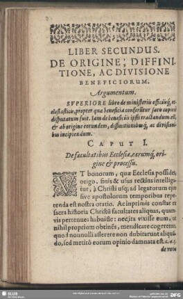 Liber Secundus. De Origine; Diffinitione, Ac Divisione Beneficiorum