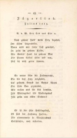 Jägerlied. Julius 1813