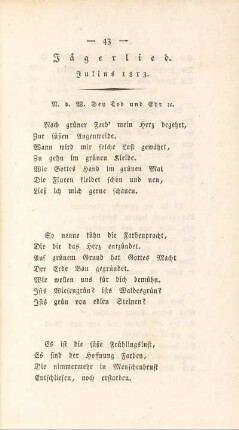 Jägerlied. Julius 1813