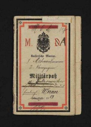 Militärpaß Samuel Friedrich Werner - I. Matrosendivision, 2. Kompagnie