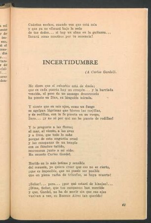 Incertidumbre : (A Carlos Gardel).