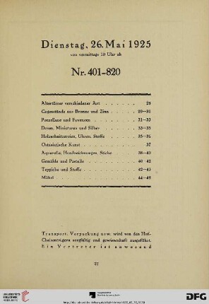 Dienstag, den 26. Mai 1925 (Nr. 401-820)