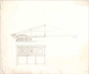Bühlmann, Josef; Skizzen (Architektur, Möbel, Ornamente) - Decke (Teilansicht); Dachstuhl (Schnitt)