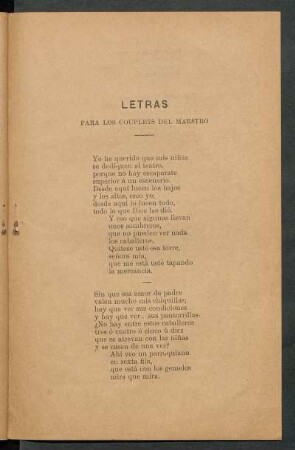 Letras para los couplets del maestro
