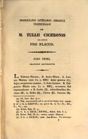 De M. Tullii Ciceronis oratione pro Flacco